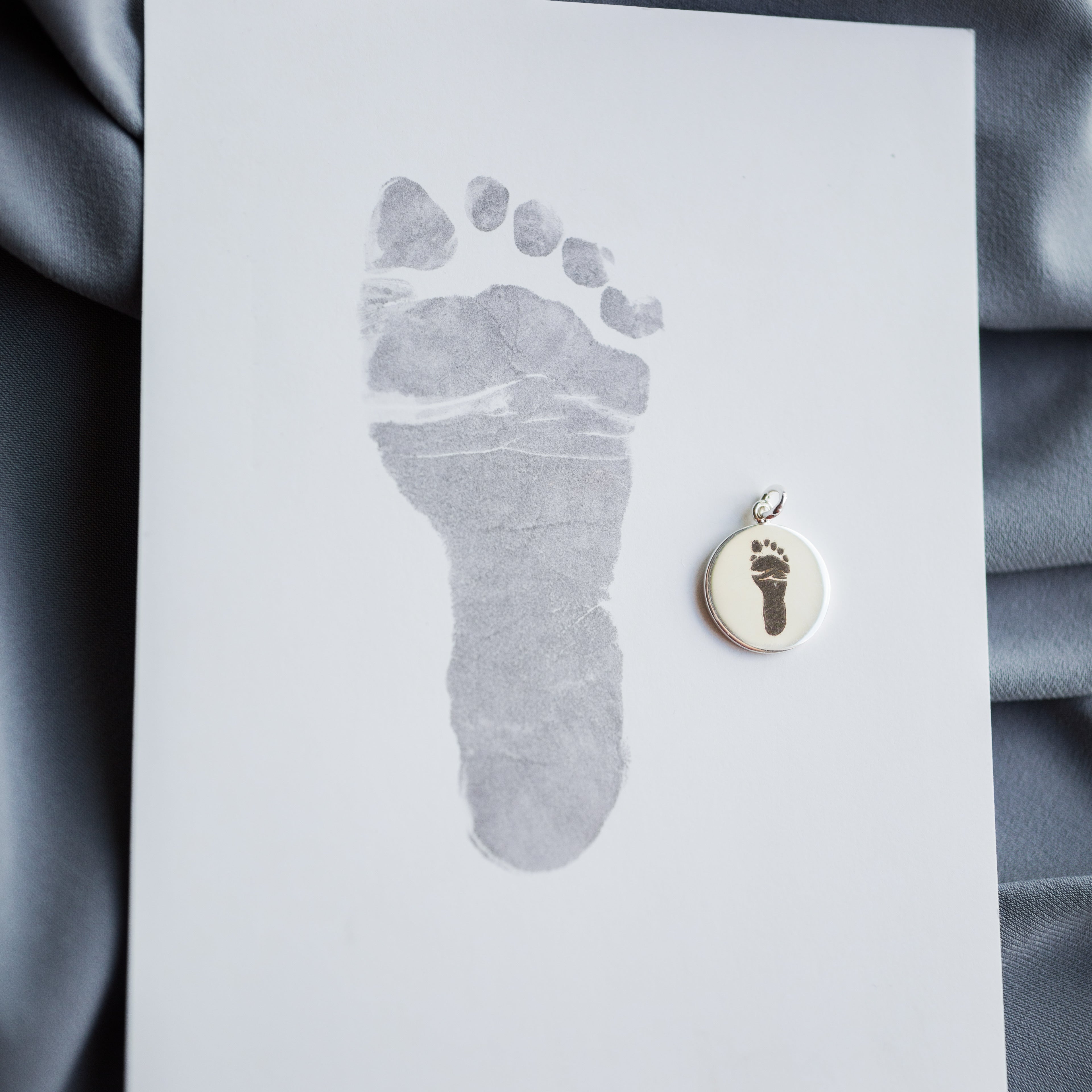 Silver Hand and Footprint Pendant | Bead Chain