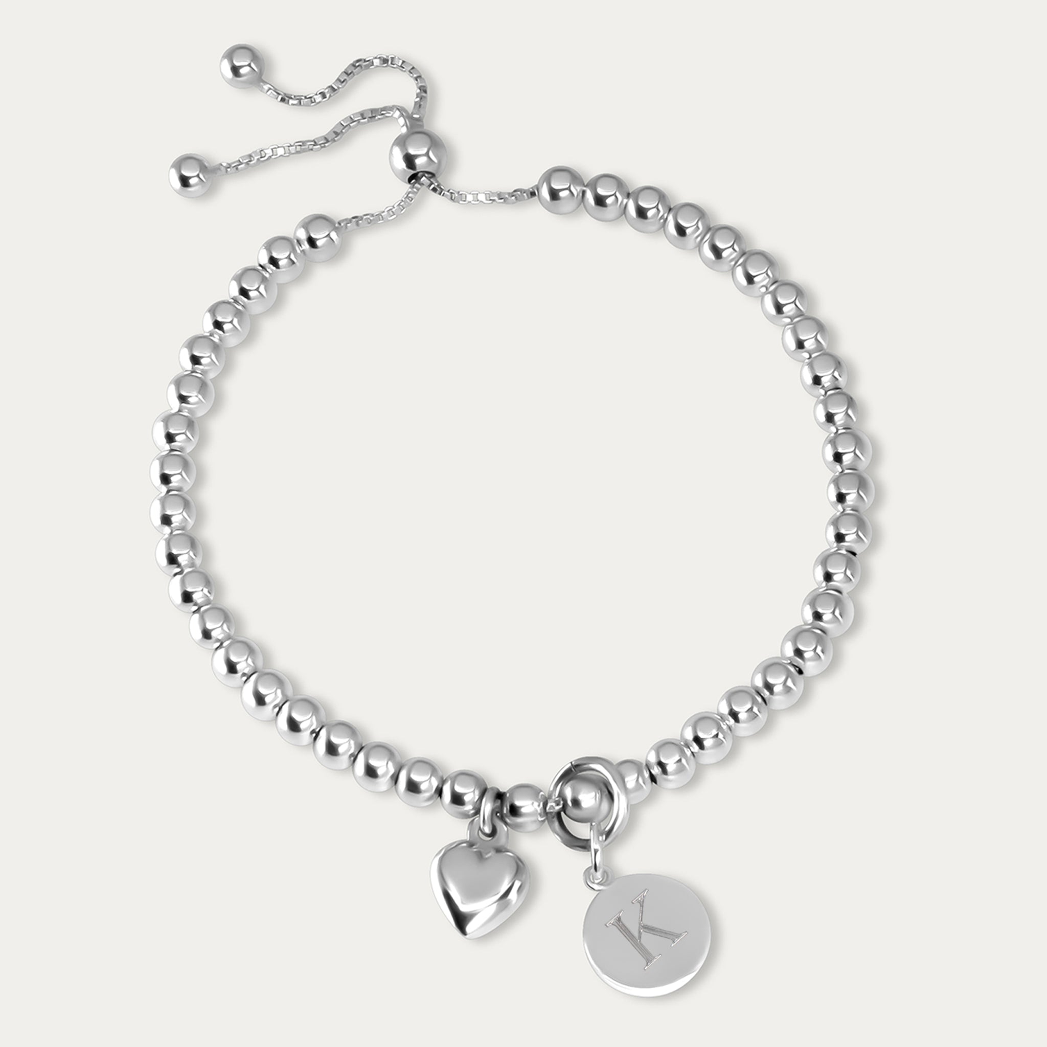 Silver Mini Initial Disc | Bracelet