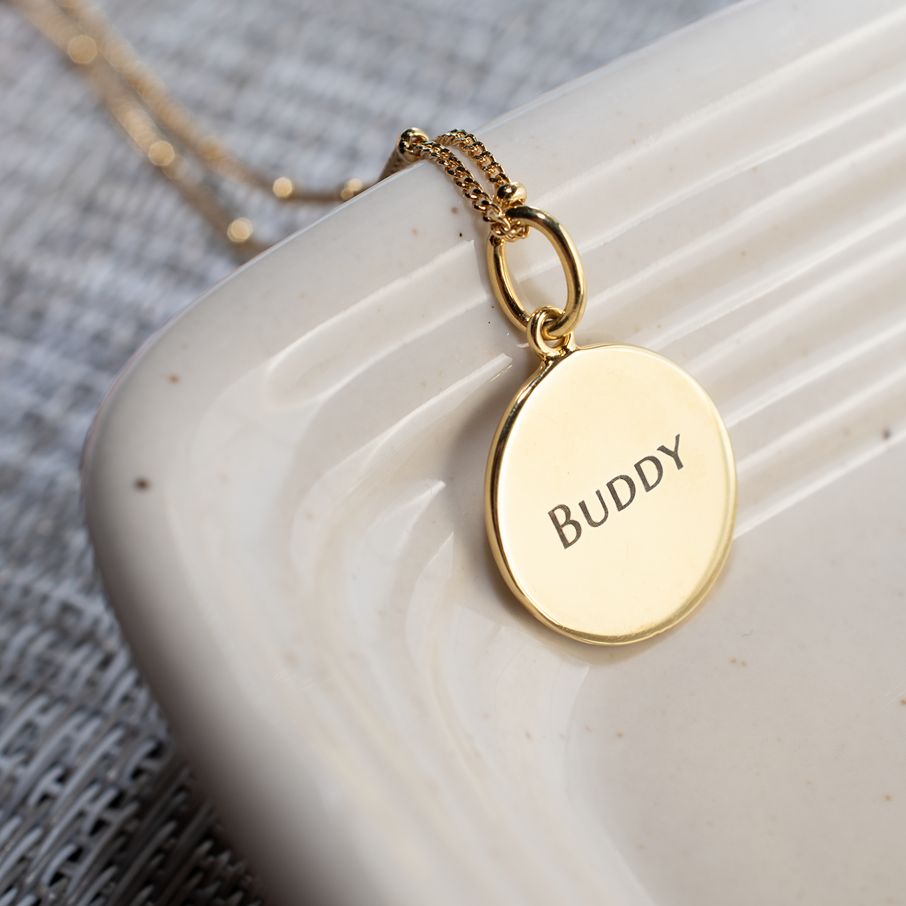 Gold Pet Print Pendant | Bead Chain