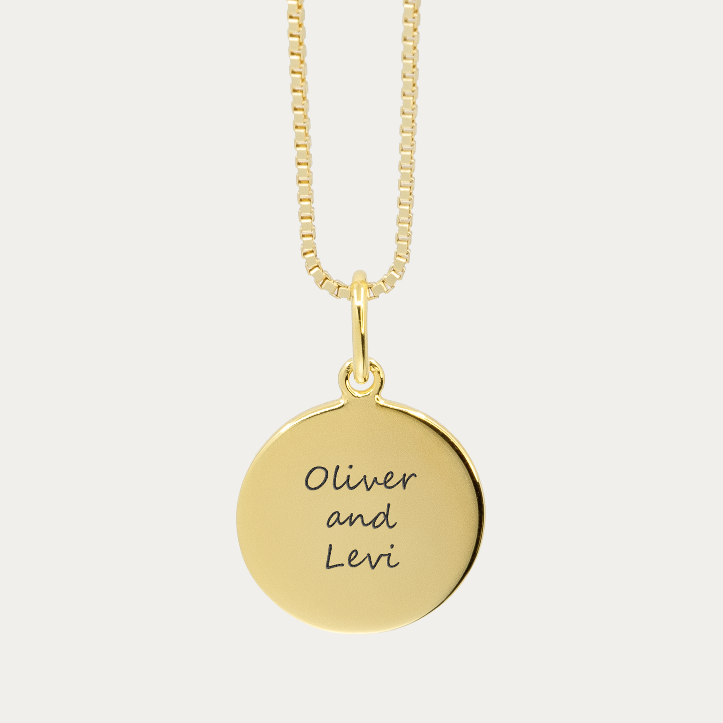 Gold Engraved Double Fingerprint Pendant | Box Link Chain