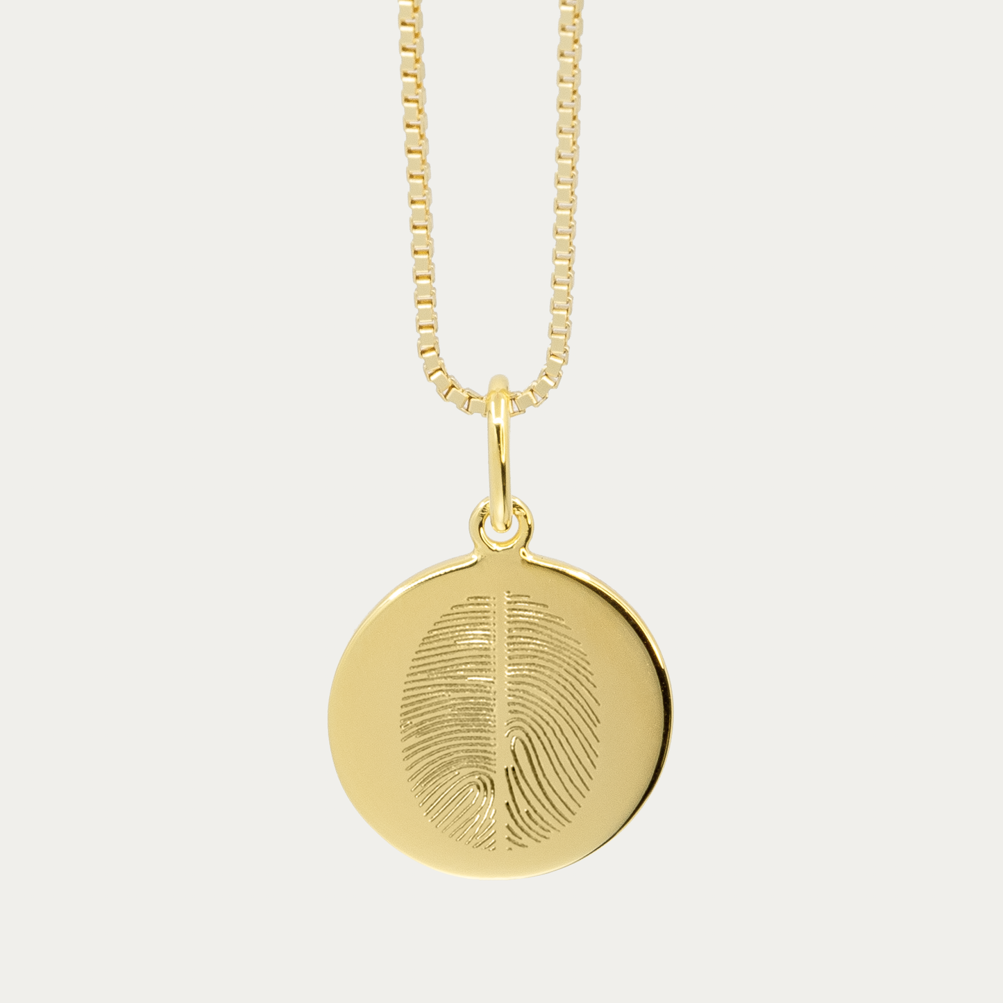 Gold Engraved Double Fingerprint Pendant | Box Link Chain