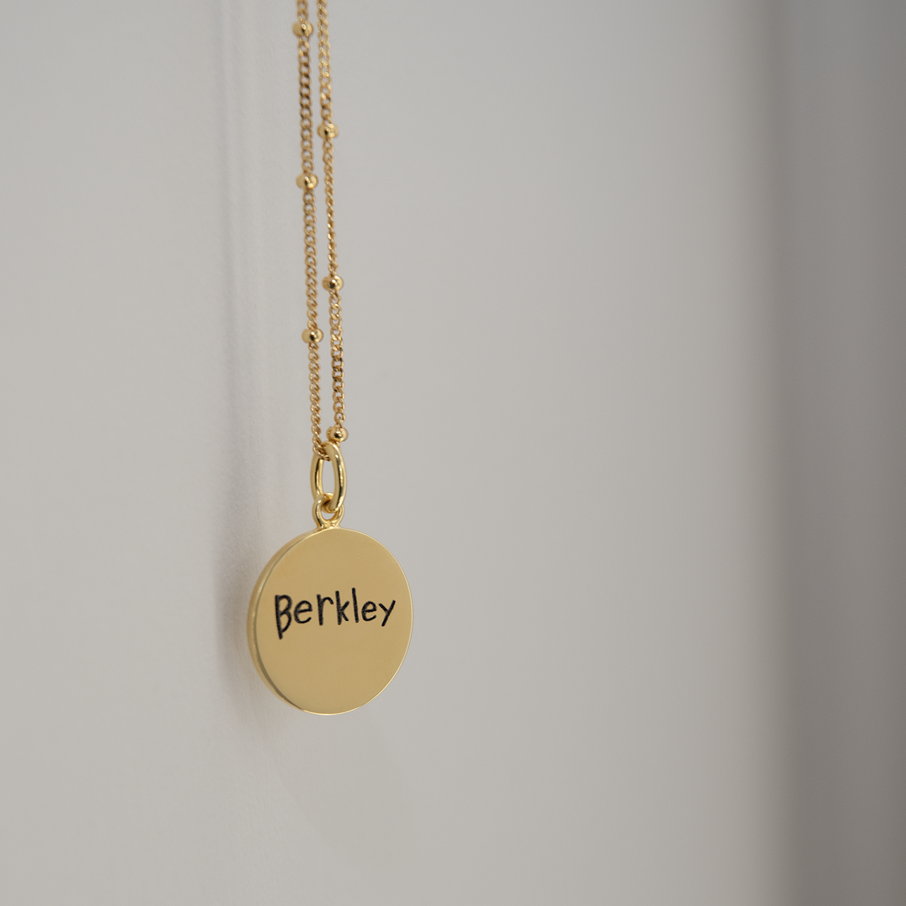 Gold Handwriting Pendant | Bead Chain
