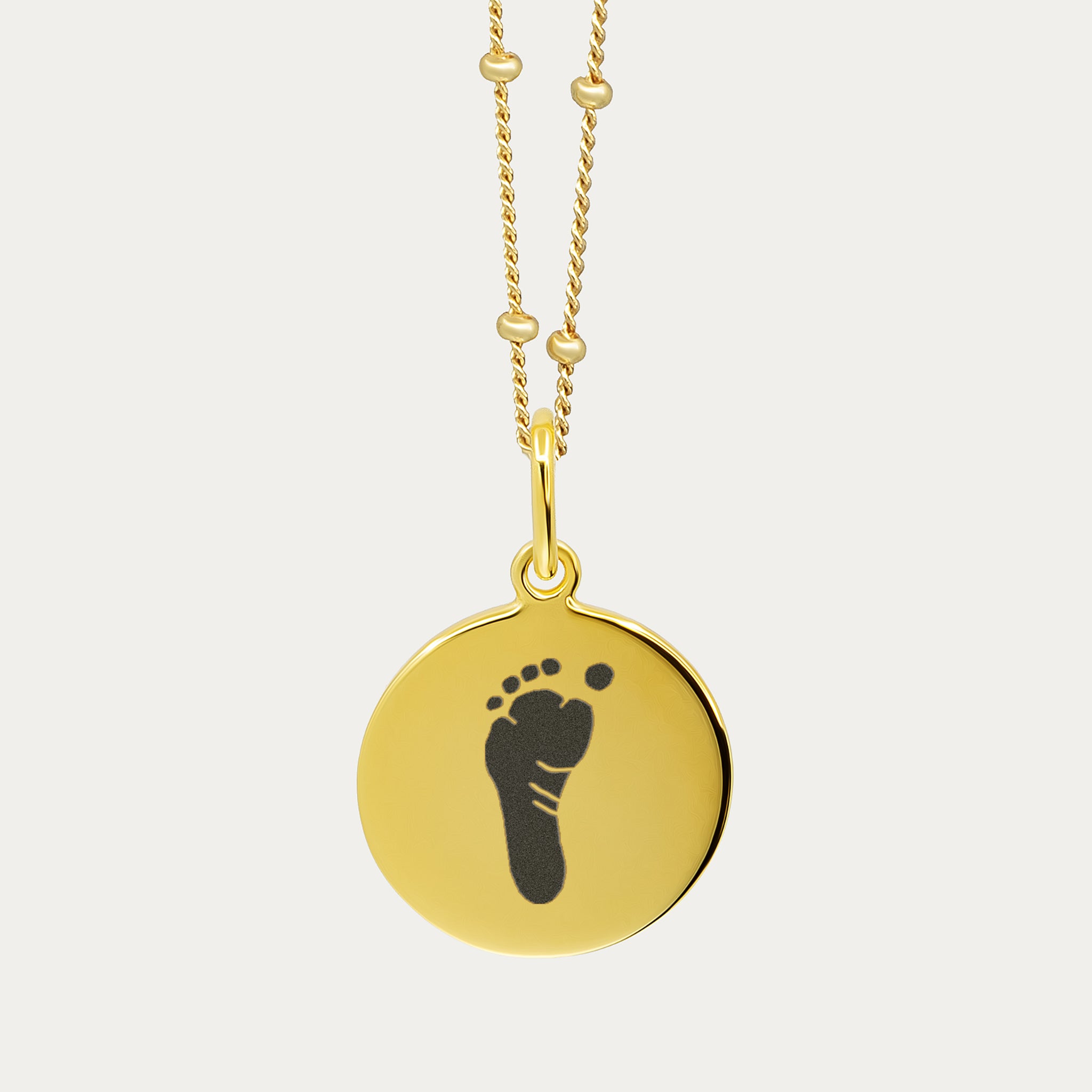 Gold Hand and Footprint Pendant | Bead Chain
