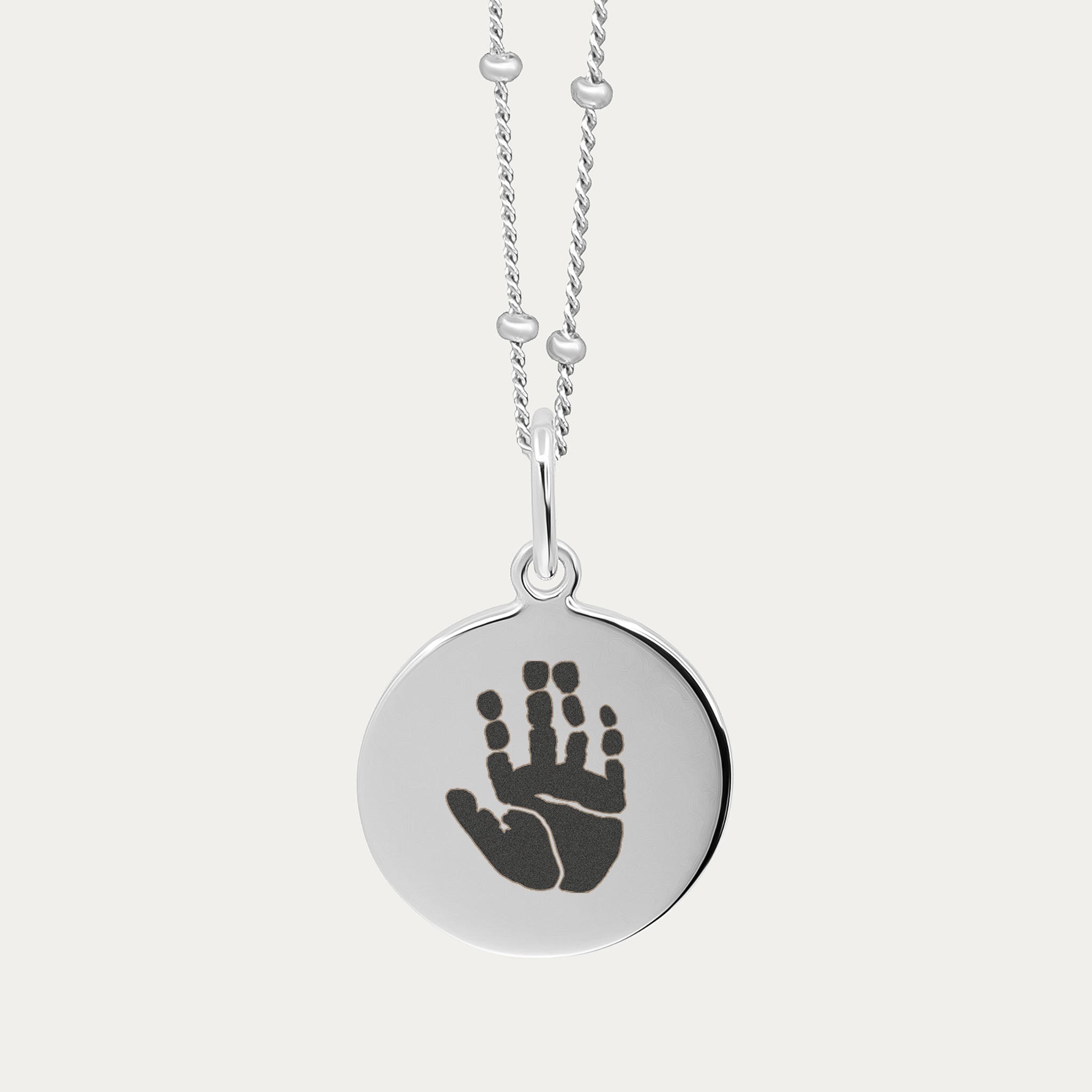 Silver Hand and Footprint Pendant | Bead Chain