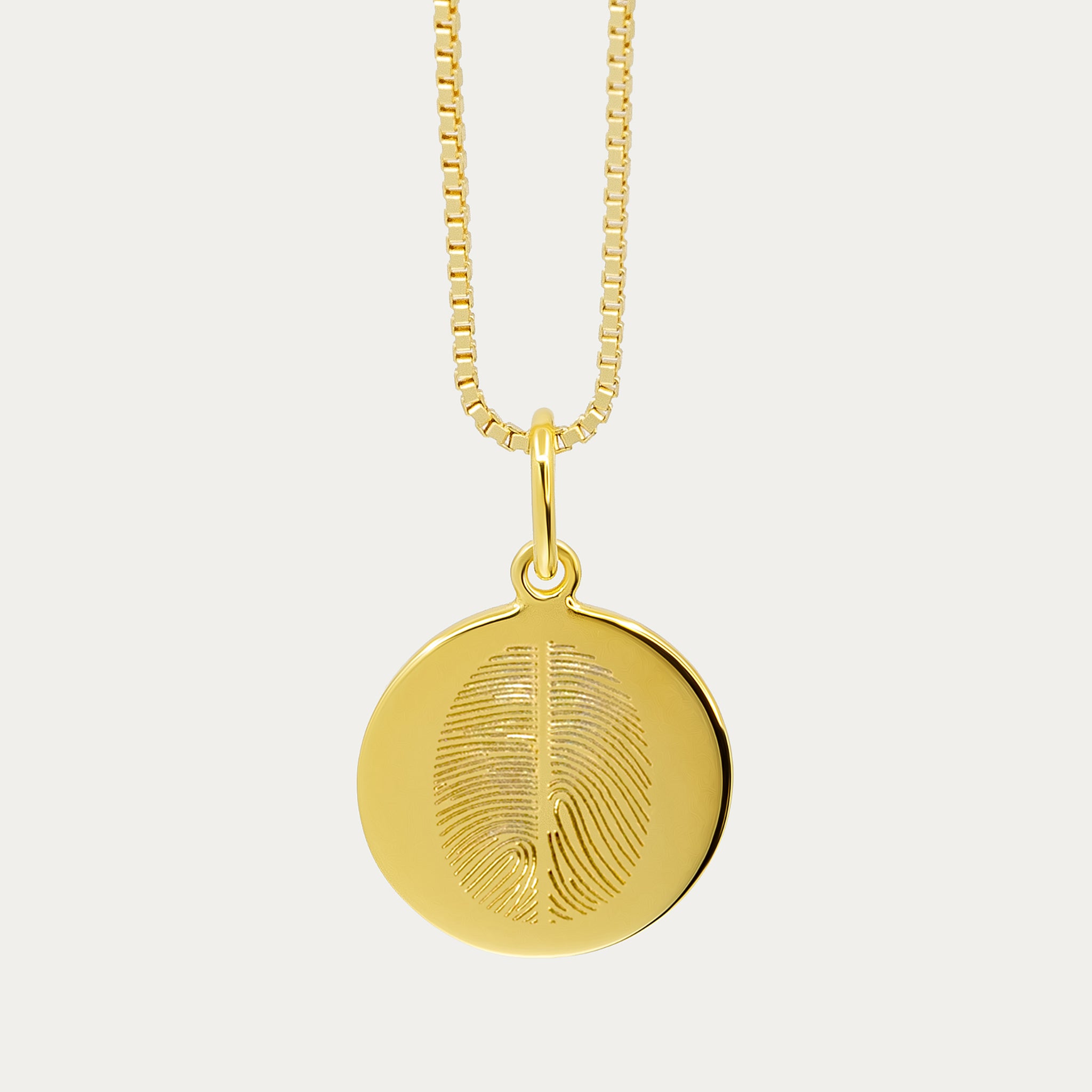 Gold Double Fingerprint Pendant | Box Link Chain