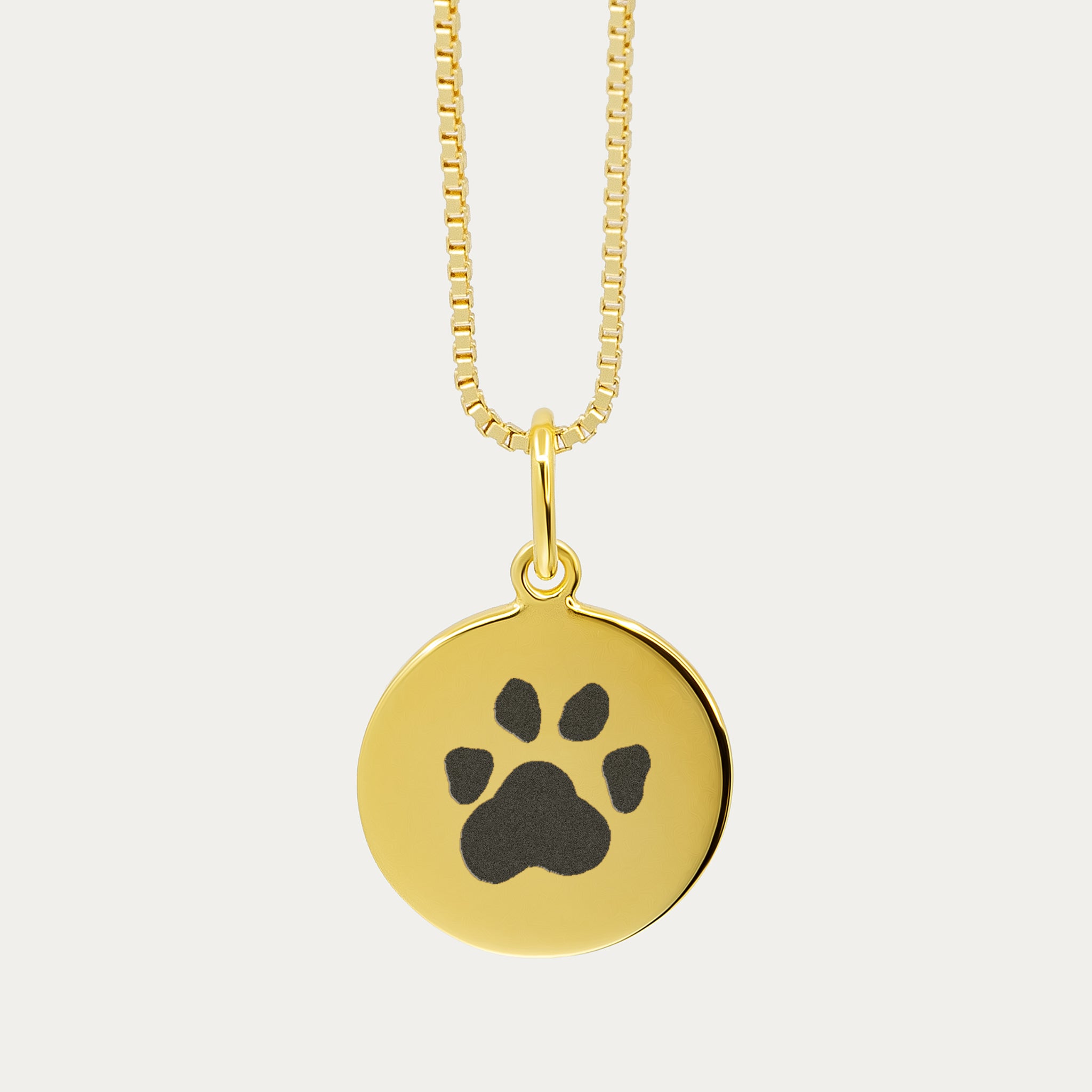 Gold Pet Print Pendant | Box Link Chain