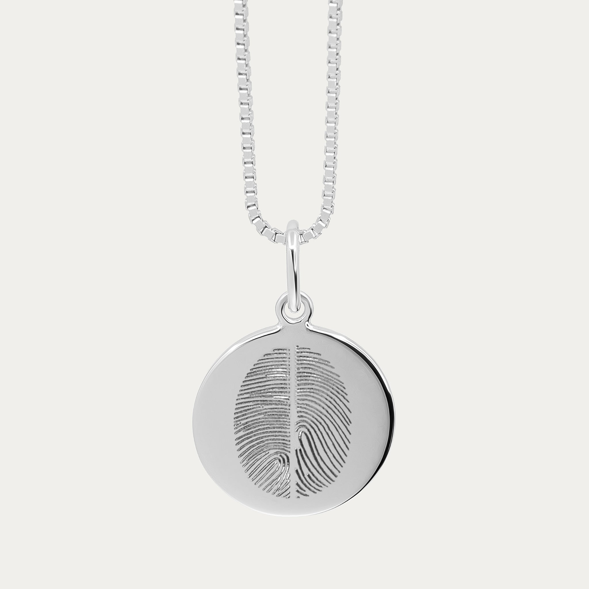 Silver Double Fingerprint Pendant | Box Link Chain