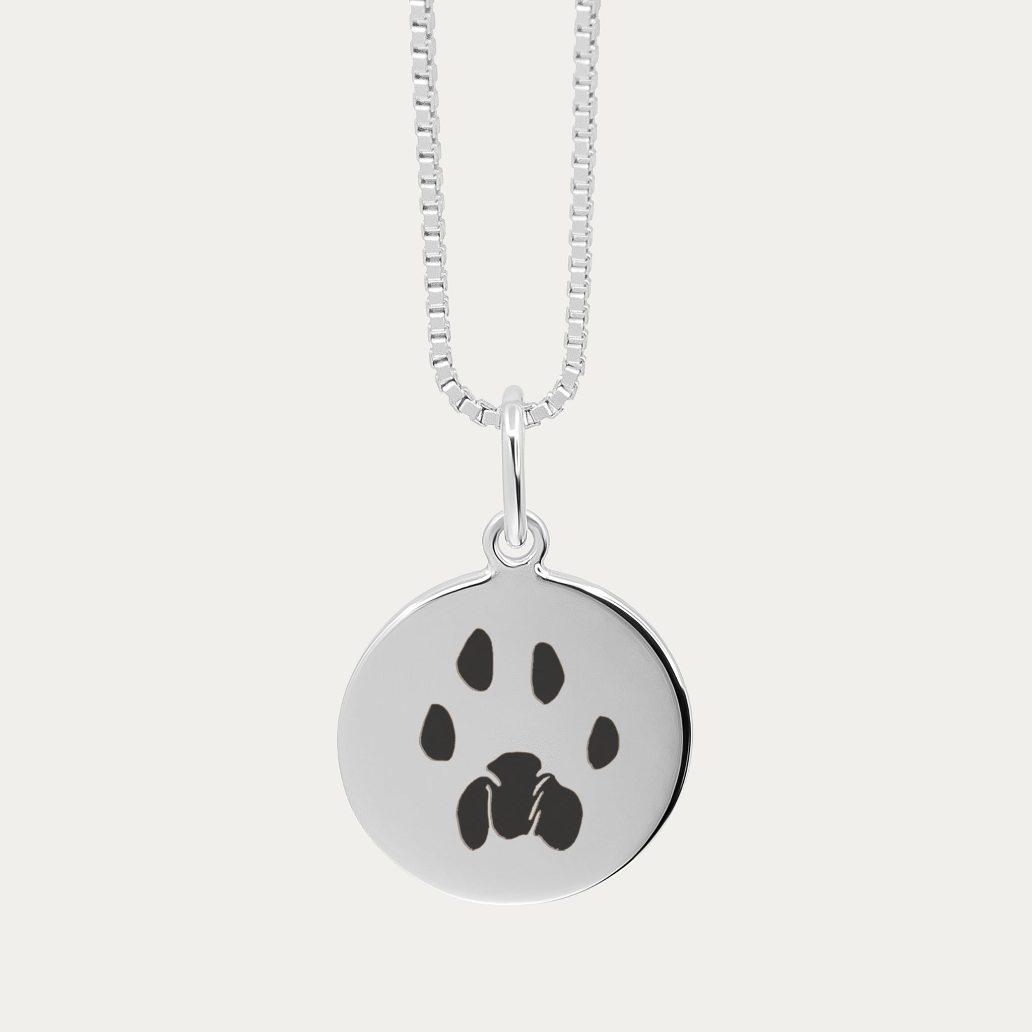 Silver Pet Print Pendant | Box Link Chain