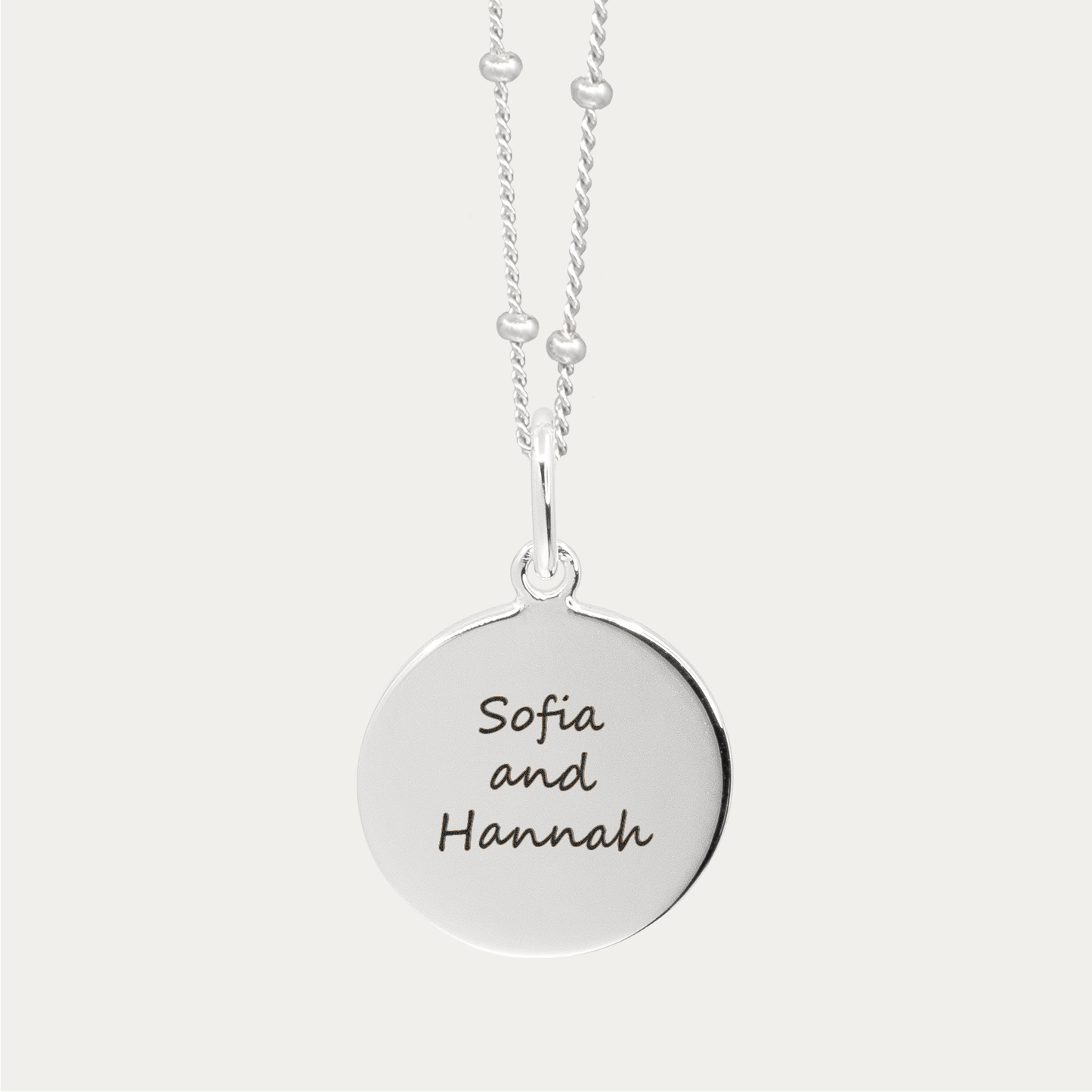 Silver Engraved Double Fingerprint Pendant | Bead Chain
