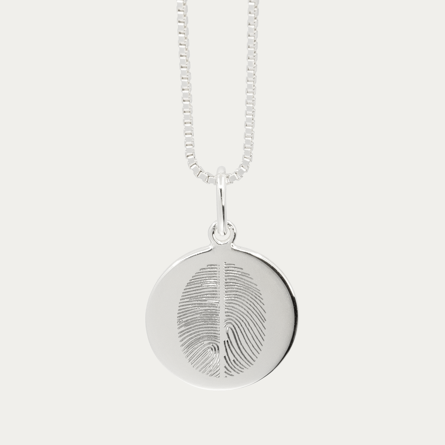 Silver Engraved Double Fingerprint Pendant | Box Link Chain
