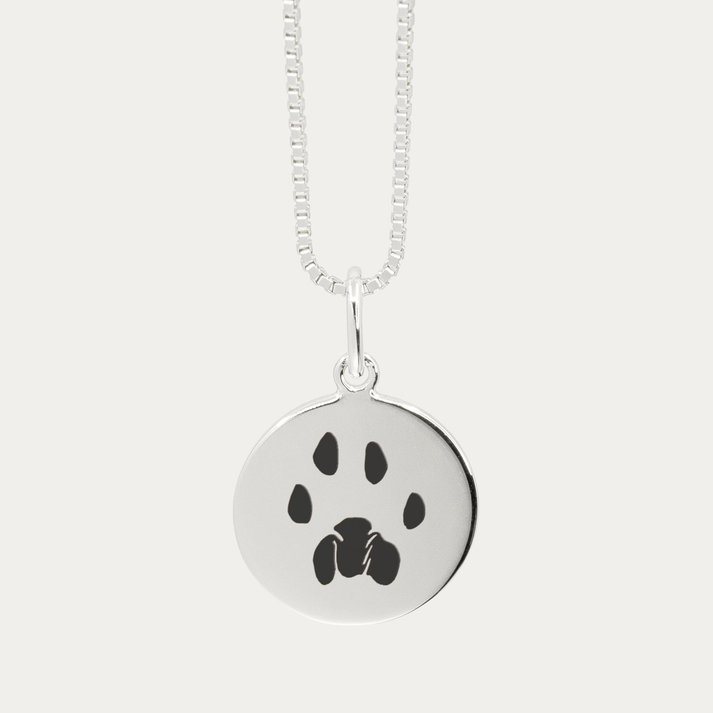 Silver Pet Print Pendant | Box Link Chain