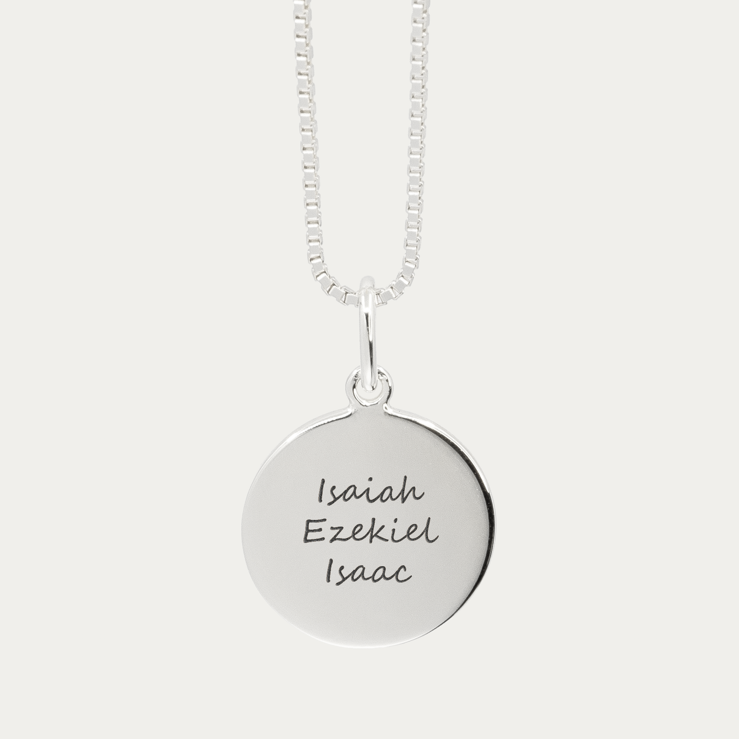 Silver Engraved Triple Fingerprint Pendant | Box Link Chain