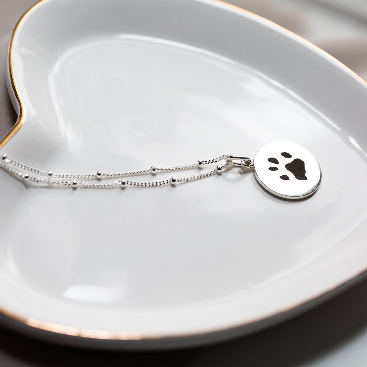 Silver Pet Print Pendant | Bead Chain