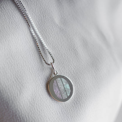 Silver Engraved Triple Fingerprint Pendant | Box Link Chain