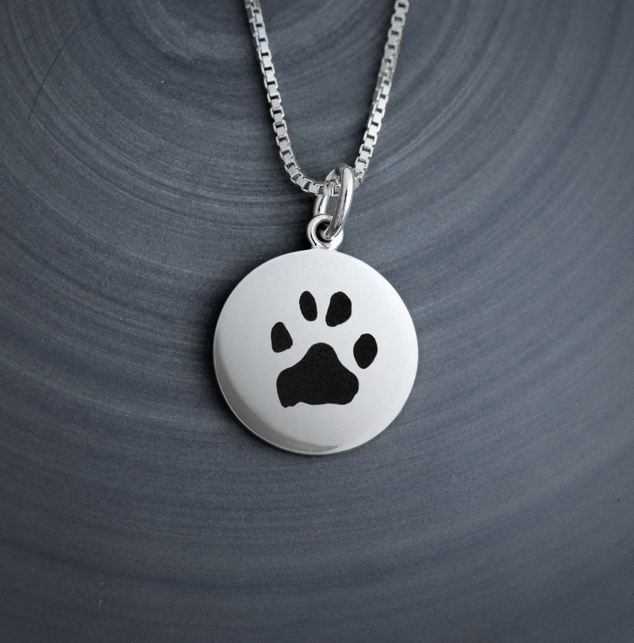 Silver Pet Print Pendant | Box Link Chain