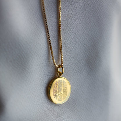 Gold Engraved Triple Fingerprint Pendant | Box Link Chain