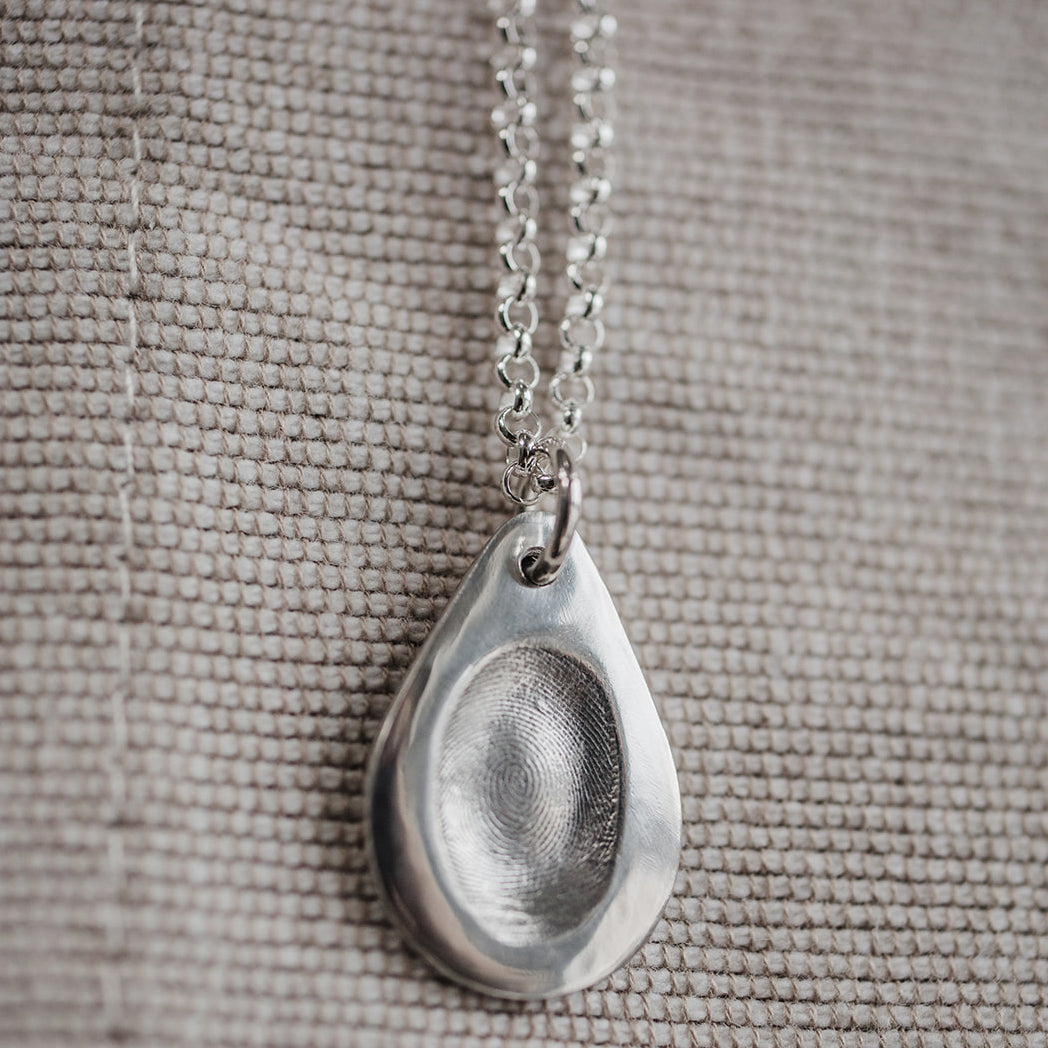 Fingerprint Pendant with Fine Belcher Chain