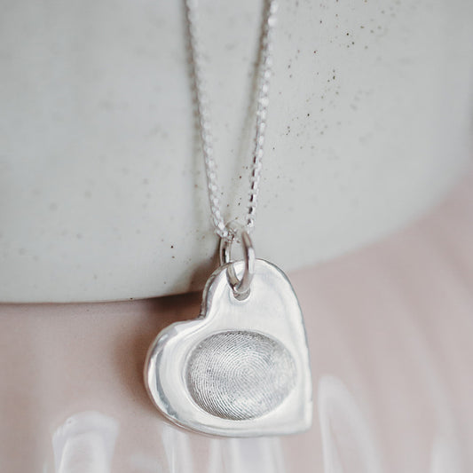 Fingerprint Pendant with Fine Silver Link Chain