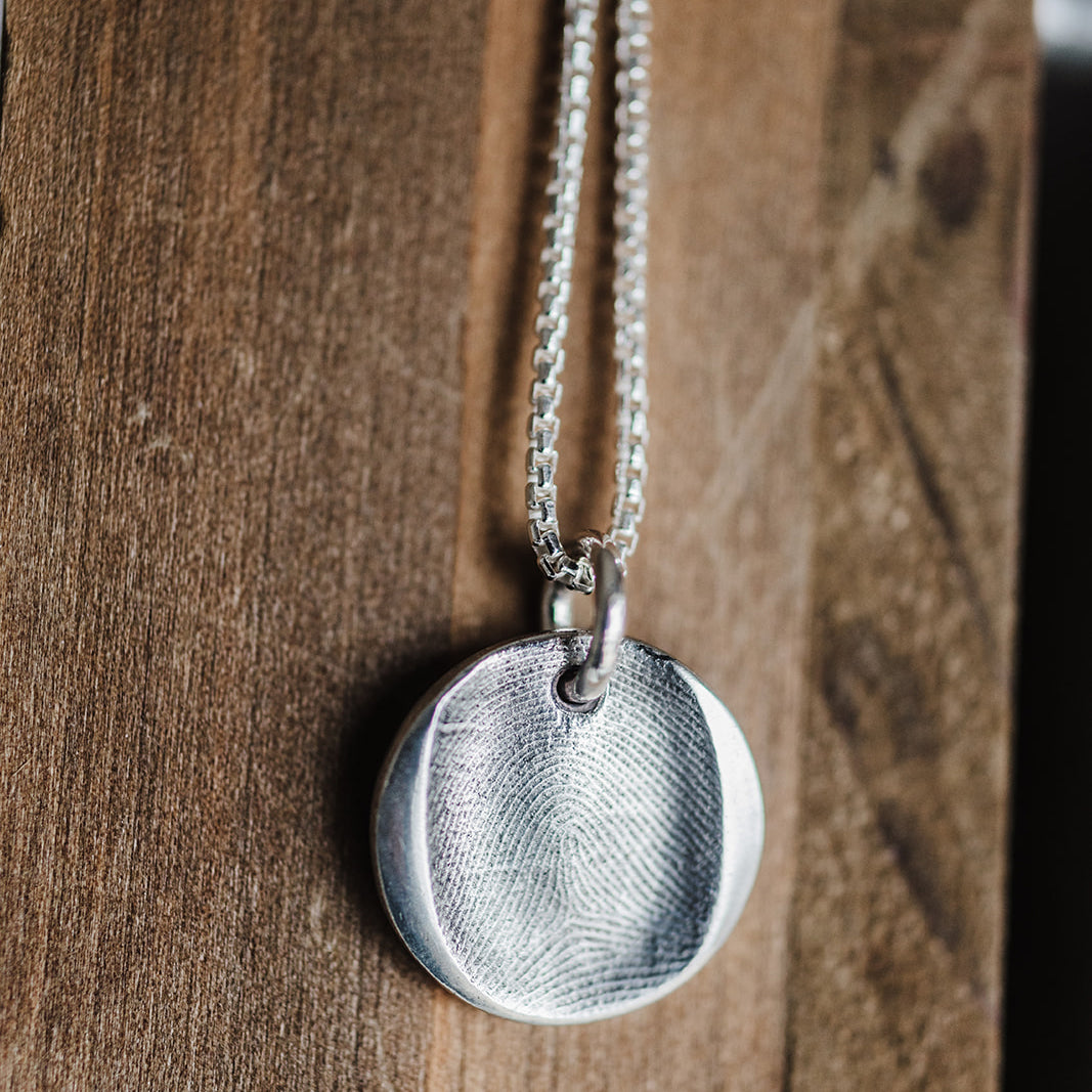 Fingerprint Pendant with Silver Link Chain