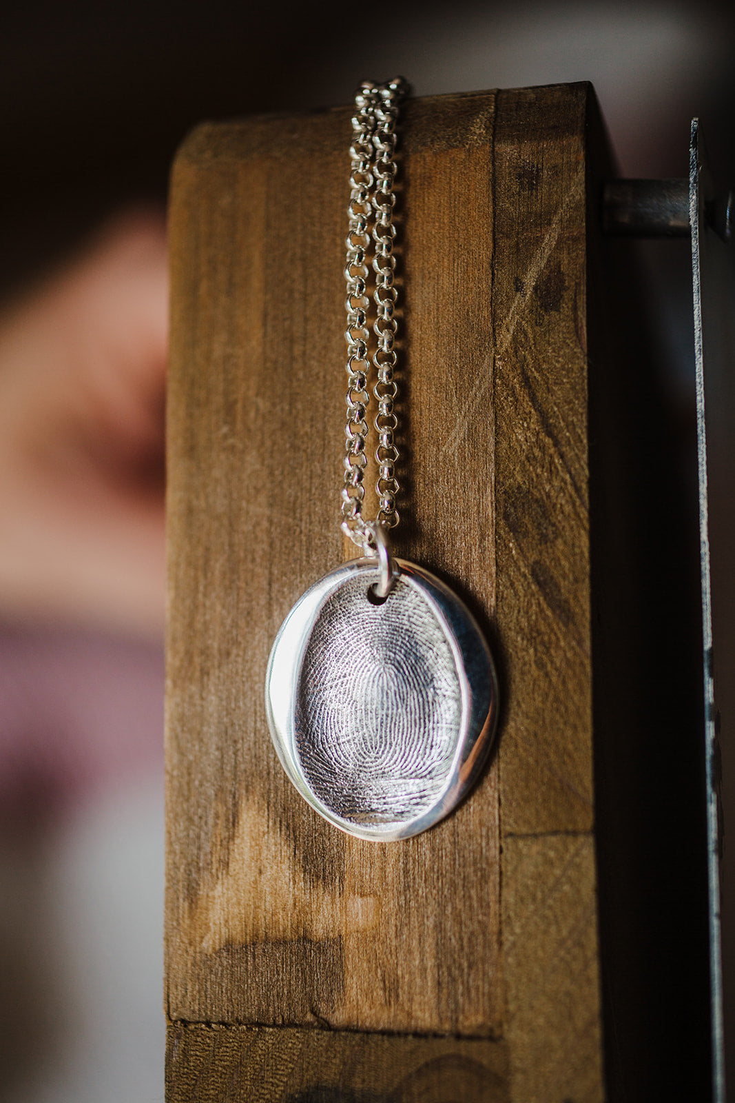 Fingerprint Pendant with Fine Belcher Chain