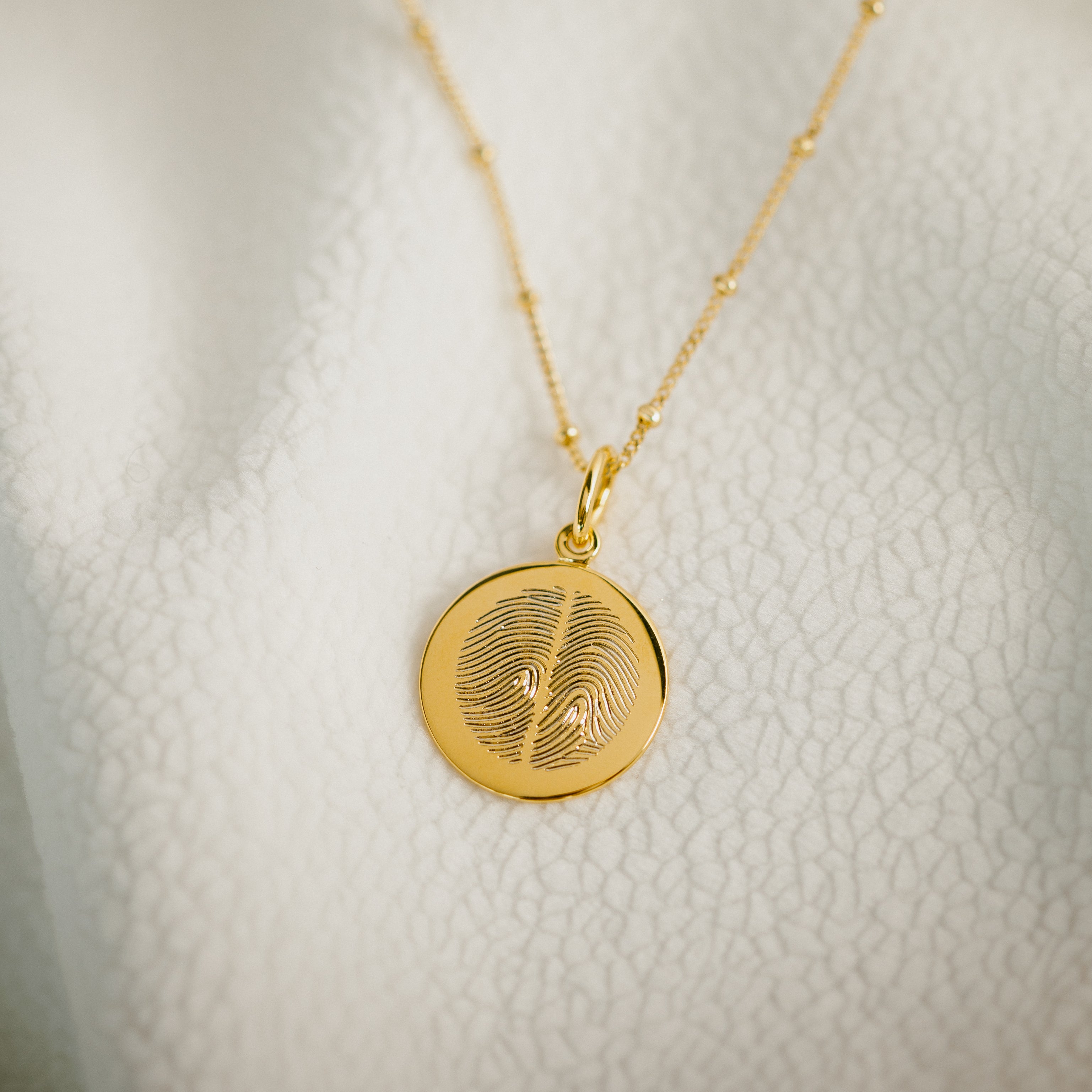 Pendentif double empreinte digitale | Chaîne à billes