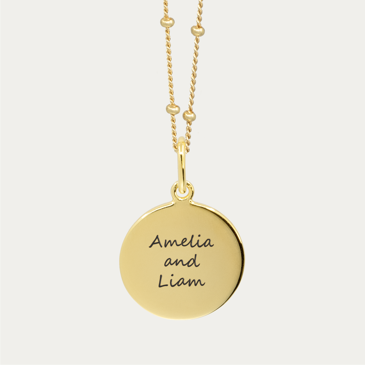 Gold Engraved Double Fingerprint Pendant | Bead Chain