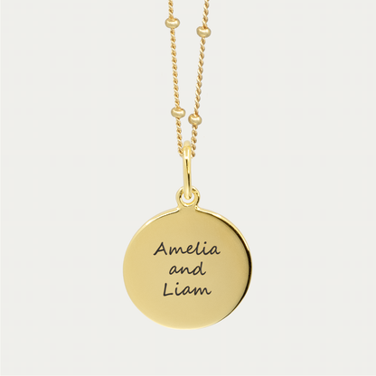 Gold Engraved Double Fingerprint Pendant | Bead Chain