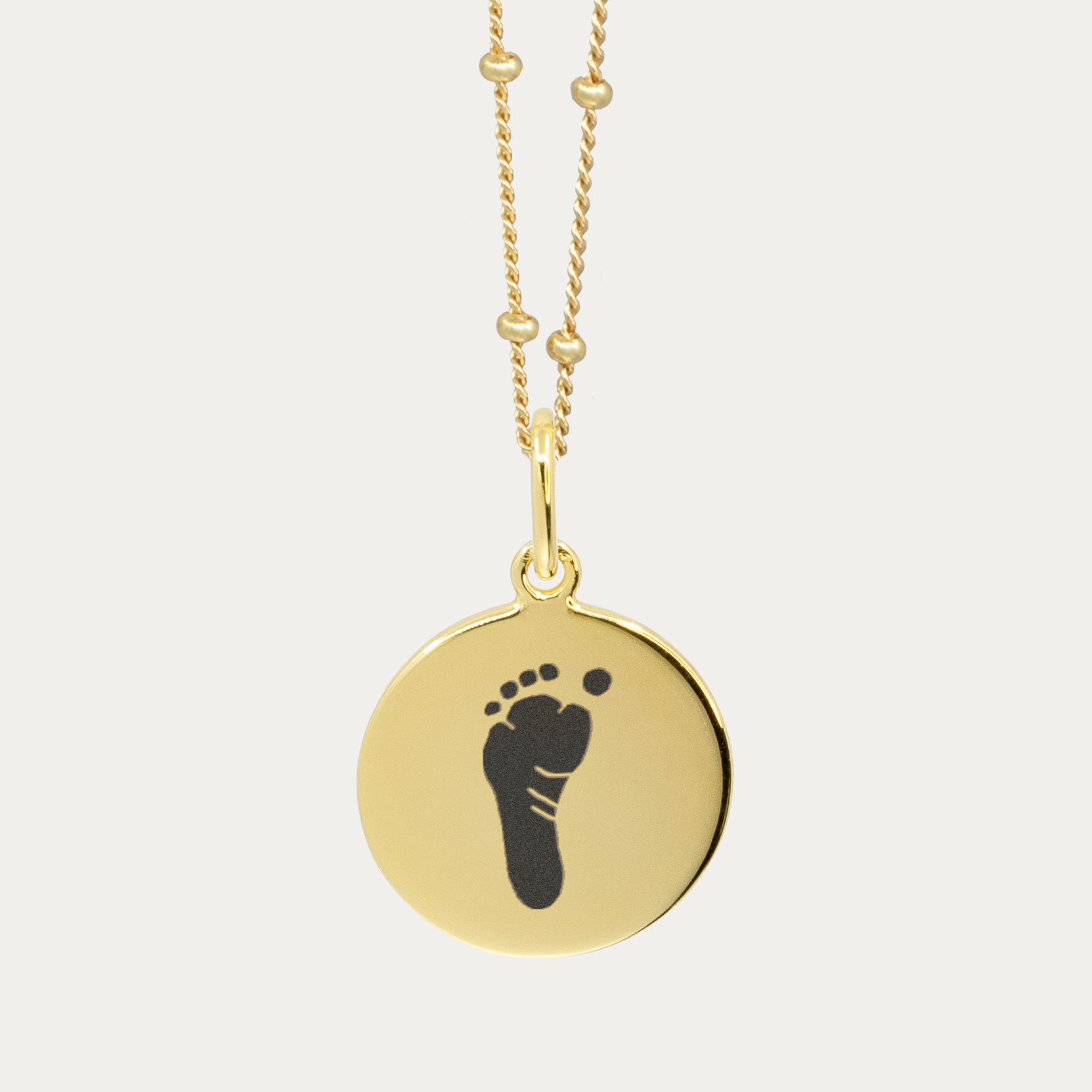 Gold Hand and Footprint Pendant | Bead Chain