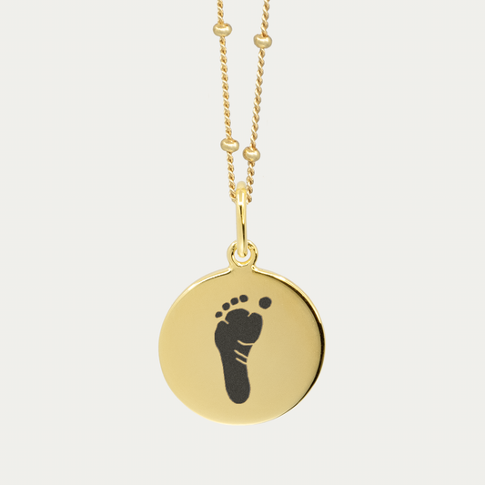 Gold Hand and Footprint Pendant | Bead Chain