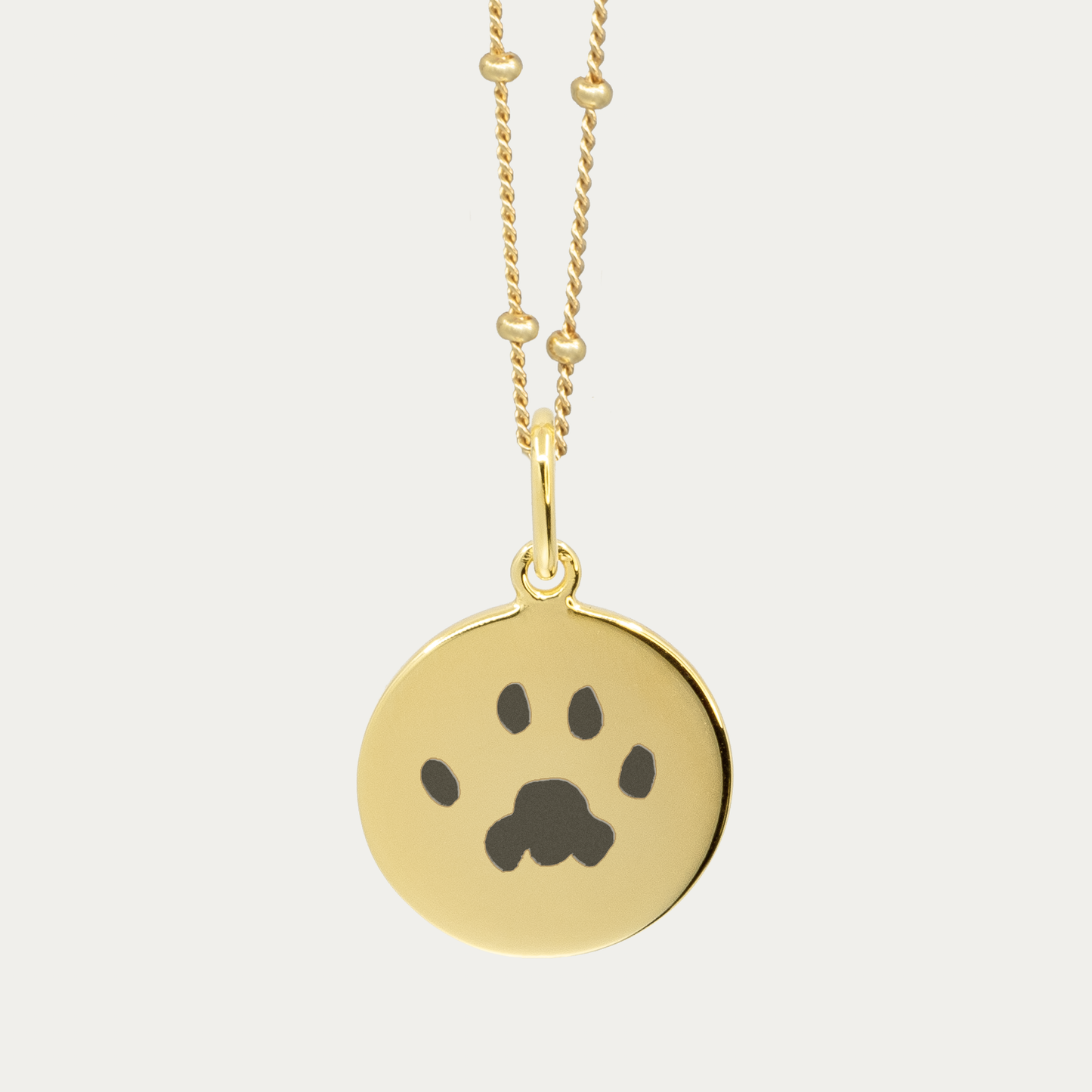 Gold Pet Print Pendant | Bead Chain