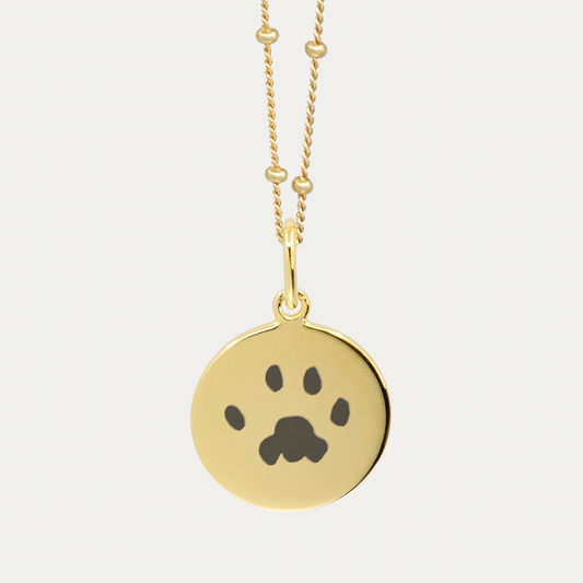 Gold Pet Print Pendant | Bead Chain