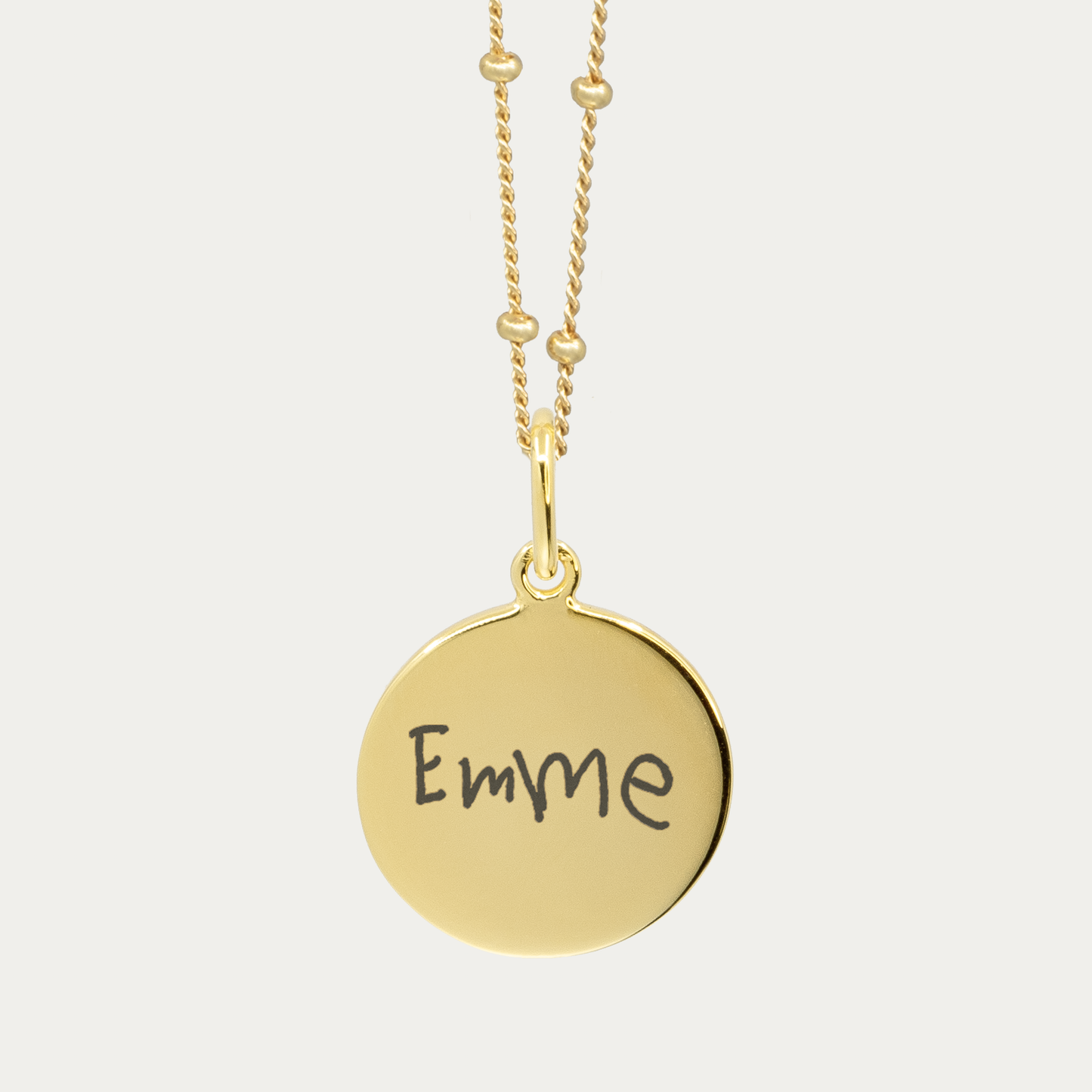 Gold Handwriting Pendant | Bead Chain
