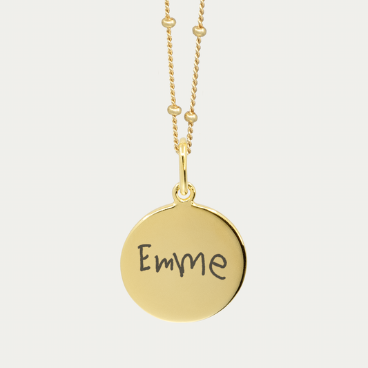 Gold Handwriting Pendant | Bead Chain