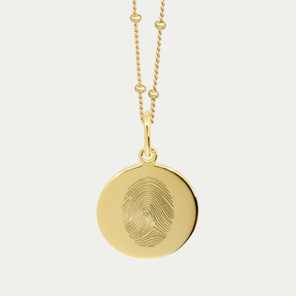 Gold Single Fingerprint Pendant | Bead Chain
