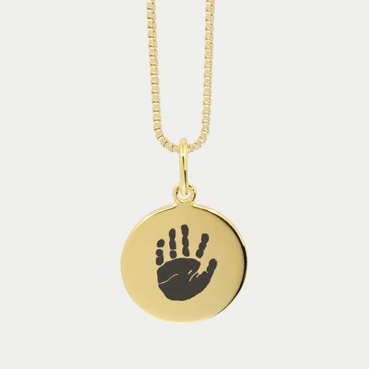 Gold Hand and Footprint Pendant | Box Link Chain
