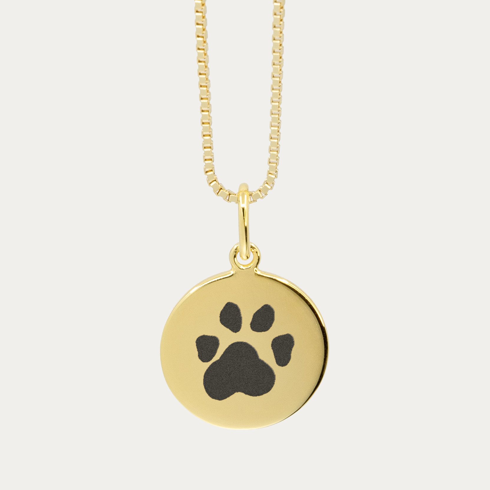Gold Pet Print Pendant | Box Link Chain