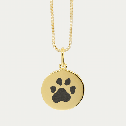 Gold Pet Print Pendant | Box Link Chain