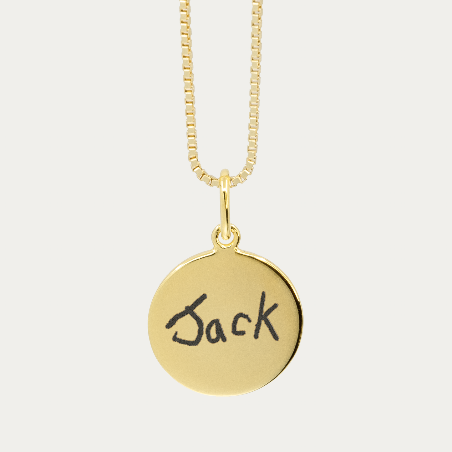 Gold Handwriting Pendant | Box Link Chain