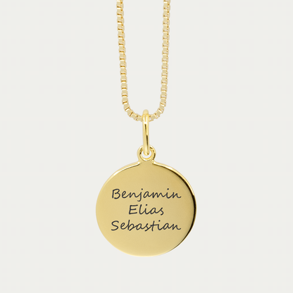 Gold Engraved Triple Fingerprint Pendant | Box Link Chain