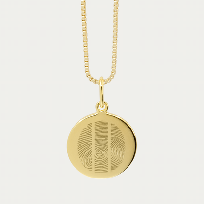 Gold Engraved Triple Fingerprint Pendant | Box Link Chain
