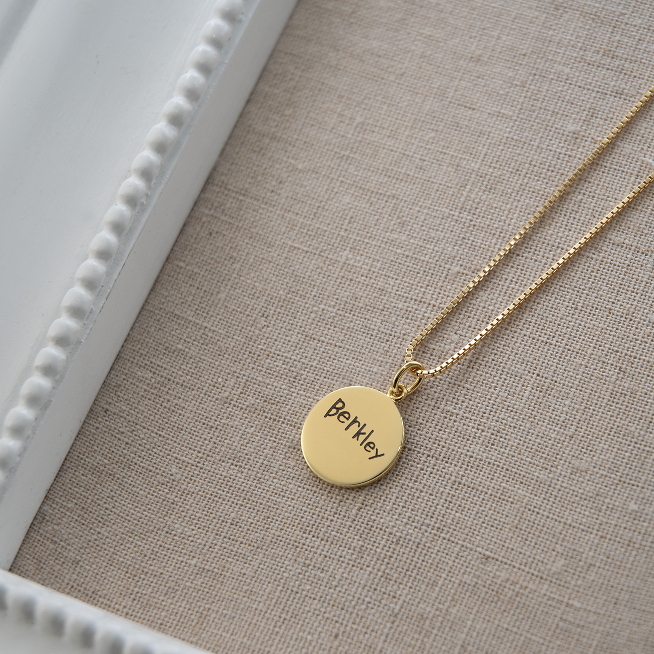 Gold Handwriting Pendant | Box Link Chain