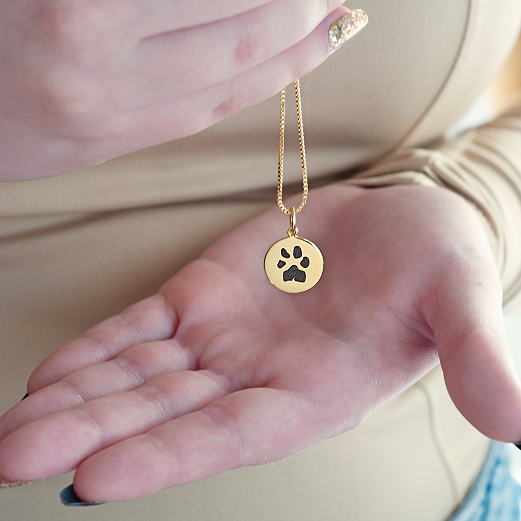 Gold Pet Print Pendant | Box Link Chain