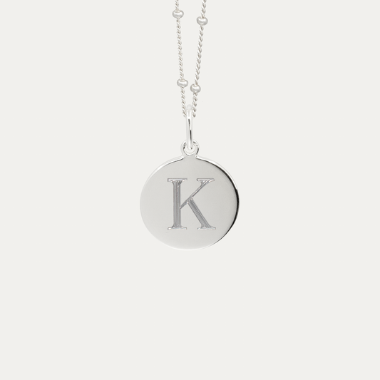 Silver Mini Initial Disc | Bead Chain