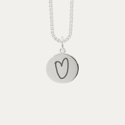 Silver Mini Initial Disc + Custom Heart | Box Link Chain