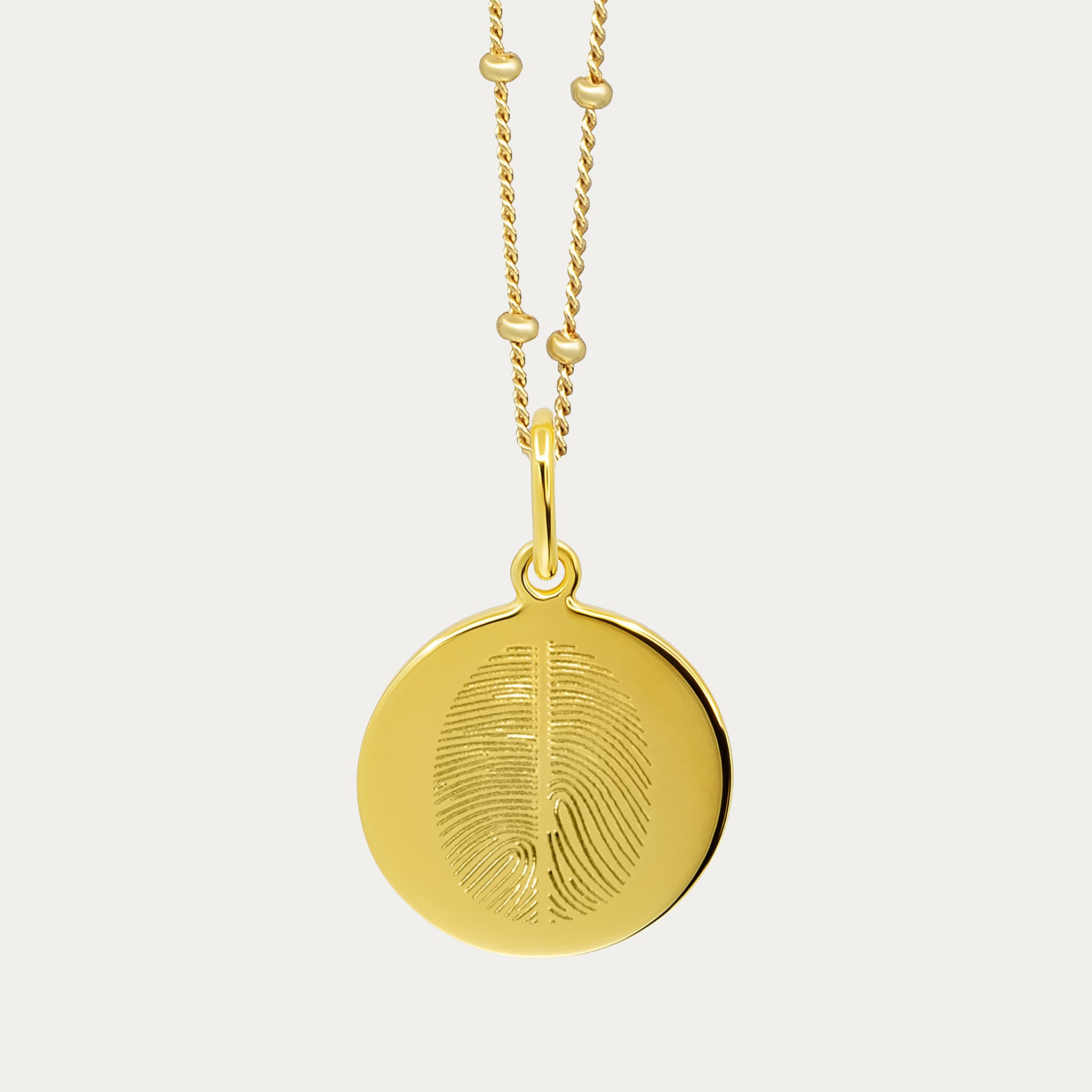 Gold Double Fingerprint Pendant | Bead Chain