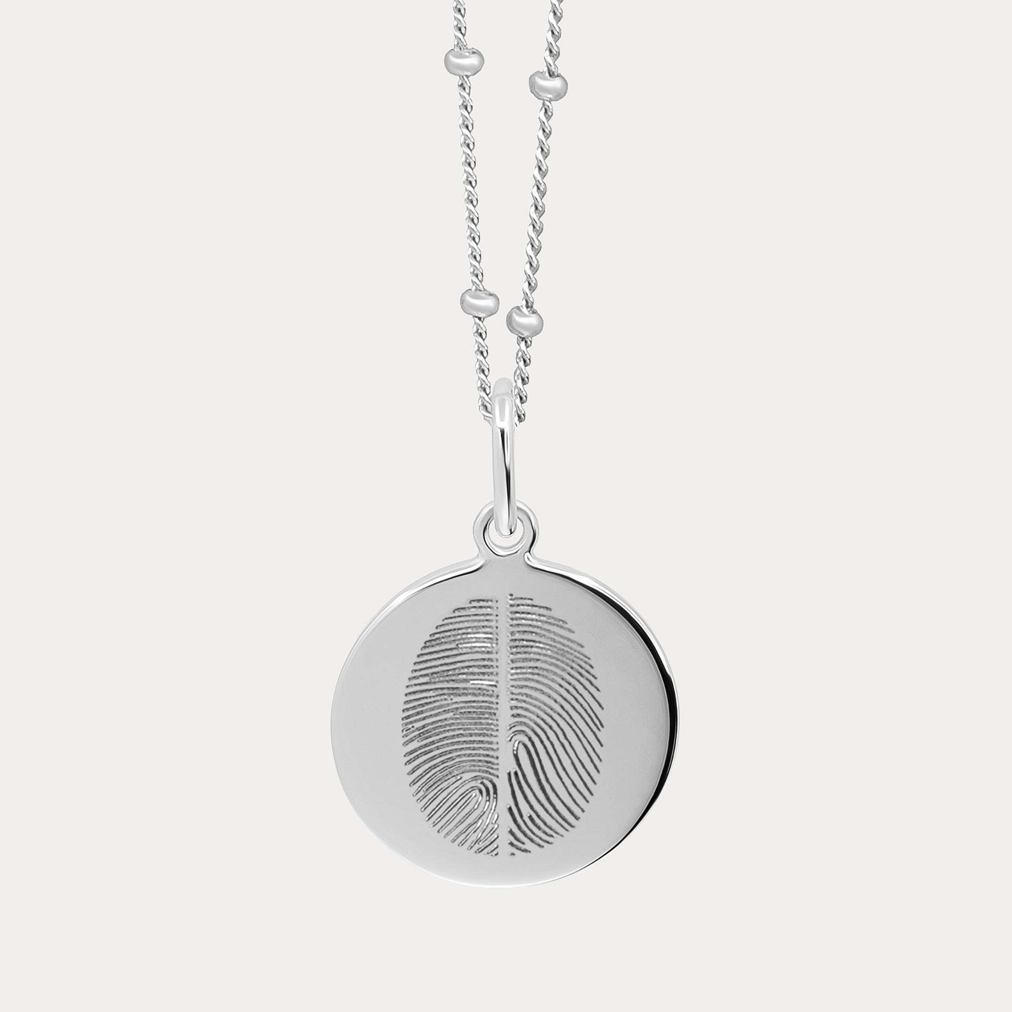 Silver Double Fingerprint Pendant | Bead Chain