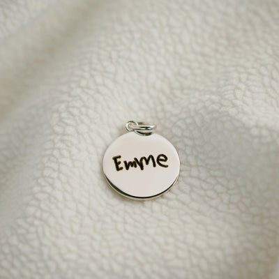 Handwriting pendant, sterling silver