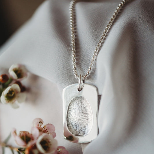 Fingerprint Pendant with Silver Link Chain