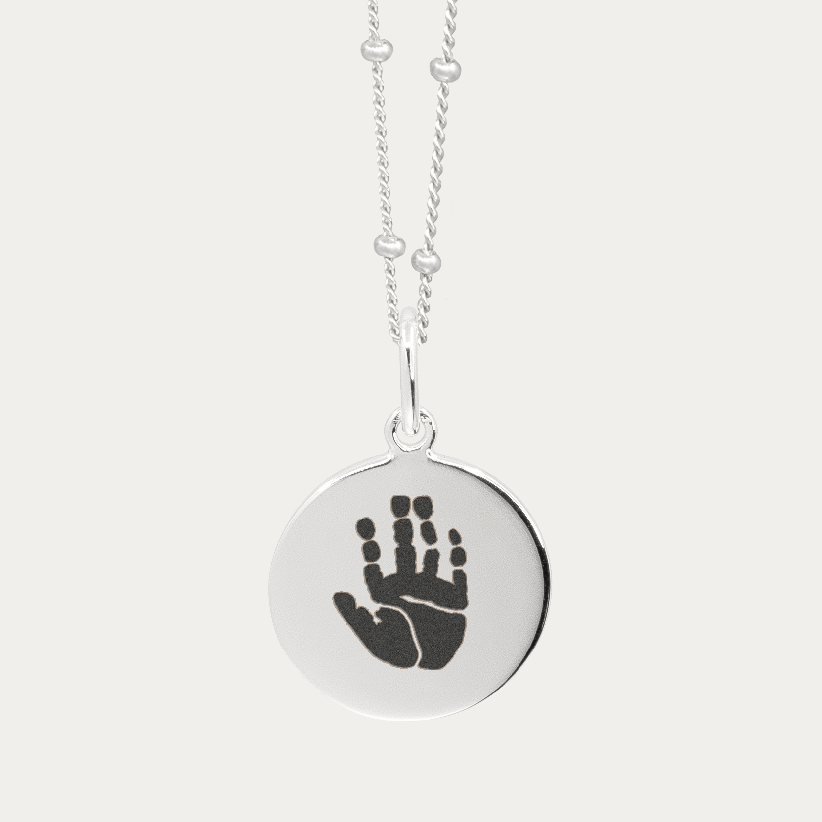 Silver Hand and Footprint Pendant | Bead Chain