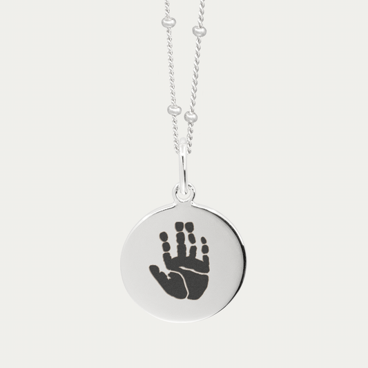 Silver Hand and Footprint Pendant | Bead Chain